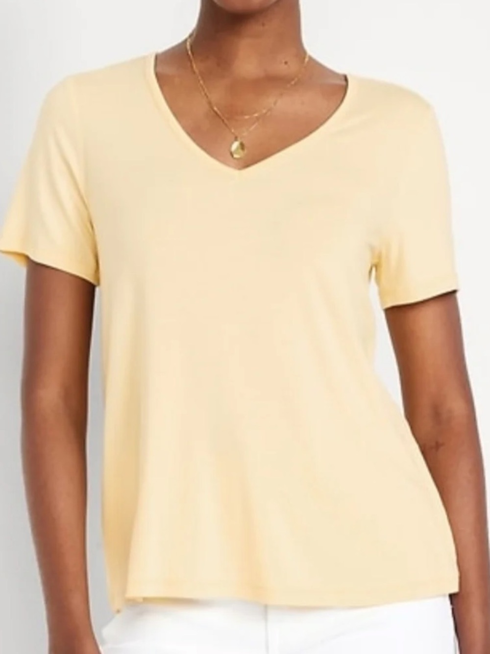 Old Navy Luxe V-Neck Short Sleeve Yellow Tee 💛